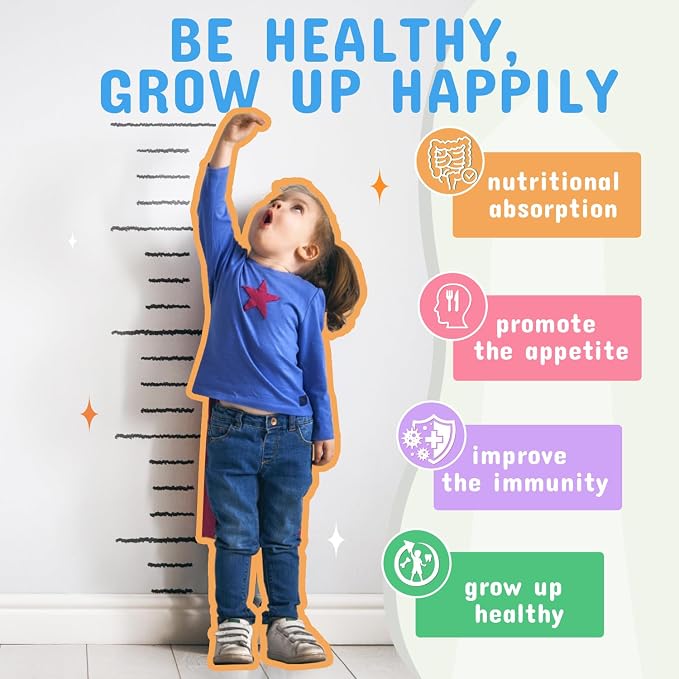 ZEBORA Kids Probiotic & Prebiotics Powder Age 3+ Support Children's Digestive & Immune System with Natural Source, Promotes Constipation Relief, Non-GMO, Gluten-Free, 30 Packets with 5 Billion CFUs