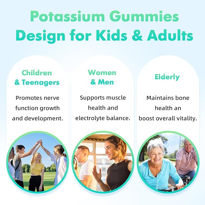 softbear Potassium Citrate Gummies, High Potency Potassium Citrate 1000mg Supports Leg Cramps & Muscle Health Potassium Gummies for Adults & Kids Mixed Fruit Flavor 60 Count