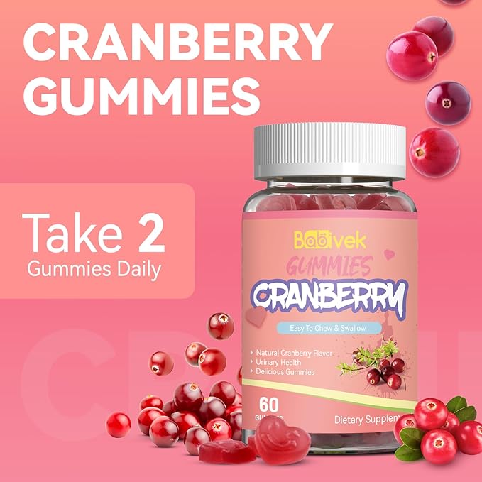 Cranberry Gummies 1000mg, Supplements for Women, with D-Mannose 250mg, Womens Probiotic Gummies, Urinary Tract Health, Cranberry Flavor, NO GMOs, 60 Count