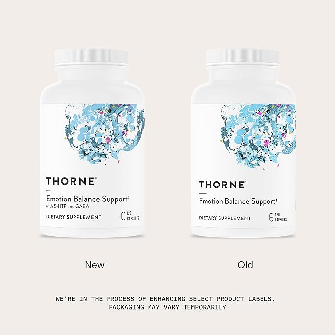 THORNE - Emotion Balance Support - Supports Mood & Stress Management* - Vitamins B6, B12 & C, 5-HTP, GABA, Rhodiola, Folate (5-MTHF) & L-Tyrosine - Third-Party Certified - Gluten-Free - 120 Capsules