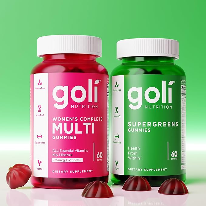 Goli Supergreens Gummies with Probiotics - Artichoke Leaf Extract, Spirulina, Kale, Vitamins A, B6, B12 - Vegan, Gluten-Free, Non-GMO