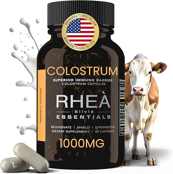 Rhea Bovine Colostrum Supplement for Women, Colostrum Capsules for Gut Health, Digestion, Bloating, Beauty, Immune Support, Bovine Colostrum for Humans, Colostrum Pills (60caps)