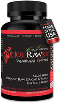 Hot Rawks Organic Superfood & Herbal Supplement for Men and Women – Maca, Korean Ginseng, Tribulus, Cacao + Botanical Blend – Vegan, Non-GMO, All-Natural Daily Vitality & Mood Support – 60 Capsules