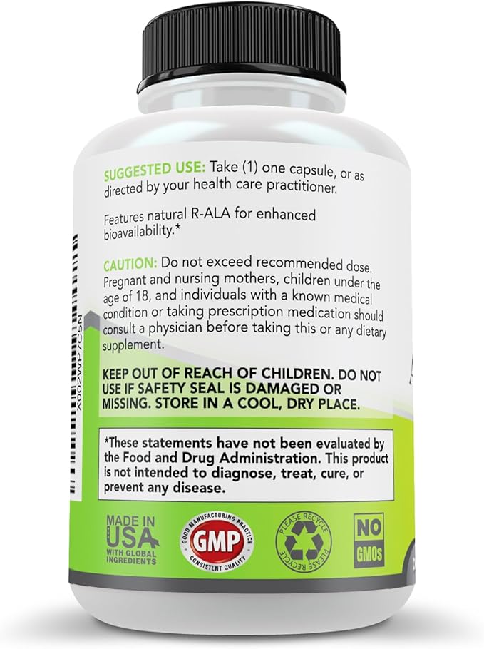 Simply Natures Pure Alpha Lipoic Acid 600mg 360 Veggie Capsules, Non-GMO Thioctic Acid 12 Month Supply