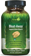Irwin Naturals Bloat-Away - Water Balance Support - Replenish Electrolytes & Essential Minerals - 60 Liquid Soft-Gels