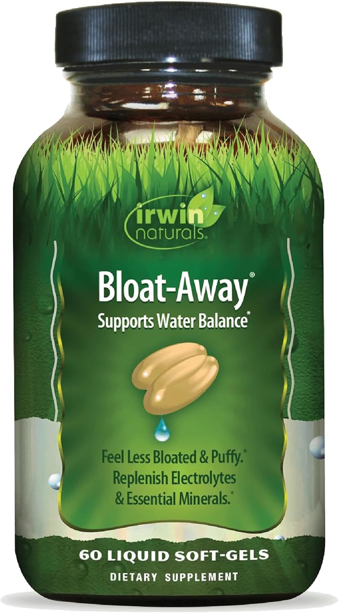 Irwin Naturals Bloat-Away - Water Balance Support - Replenish Electrolytes & Essential Minerals - 60 Liquid Soft-Gels