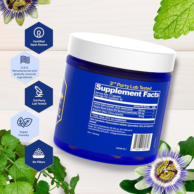 NATURAL STACKS Apigenin for Sleep + Magtech Magnesium Supplement Bundle - Supports Sleep & Brain Health* - 210 Total Capsules