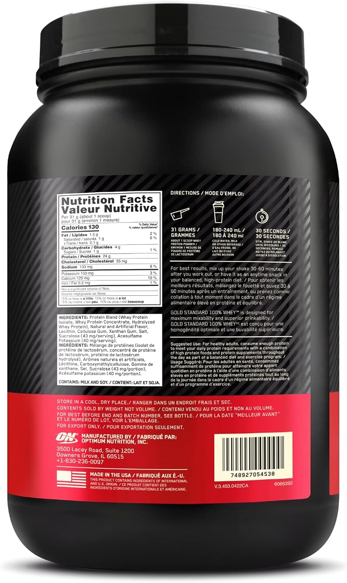 Optimum Nutrition Gold Standard 100% Whey Protein Powder, Vanilla Ice Cream, 2 Pound (Packaging May Vary) (Pack of 6)