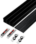 Adjustable Triple Rail Sliding Door Hardware Kit for 3-Panel Closets - Heavy-Duty Aluminum Track Set (220cm/86.6in) - Easy Installation, Recessed Mounting Solution