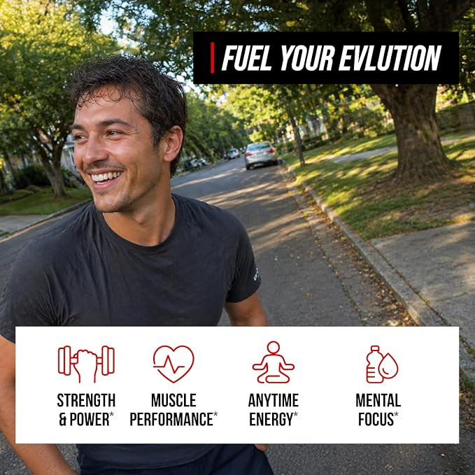 Evlution Nutrition Creatine Energy - Supports Muscle Growth, Boosts Energy, Endurance & Cognition - 5g Pure Creatine Monohydrate Per Serving - B + C Vitamin Complex - 30 Servings - Rocket Pop