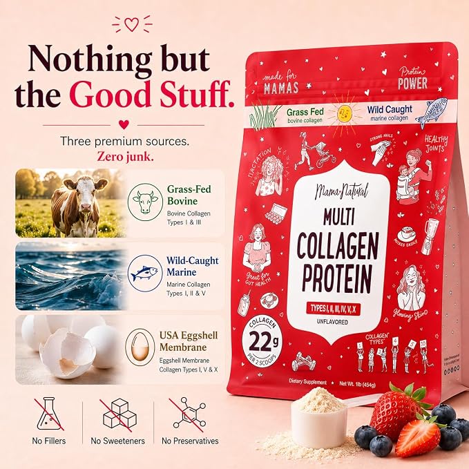 Multi Collagen Protein Powder Type 1, 2, 3, 4, 5, 10 - Unflavored & Hydrolyzed - Pure Collagen Peptides Powder - Grass Fed Beef, Wild Fish Marine & USA Eggshell - 20 Servings