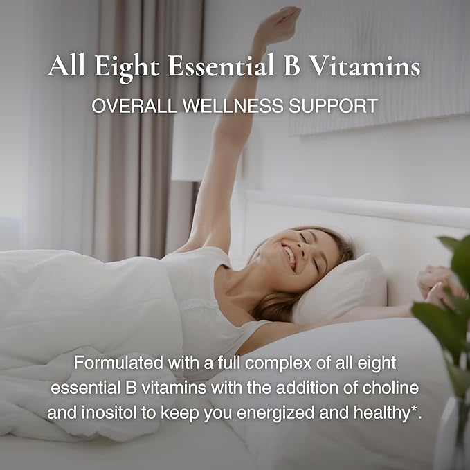 Utzy Naturals Vitamin B Complex | Contains All 8 Essential B Vitamins | with Choline and Inositol | 60 Capsules