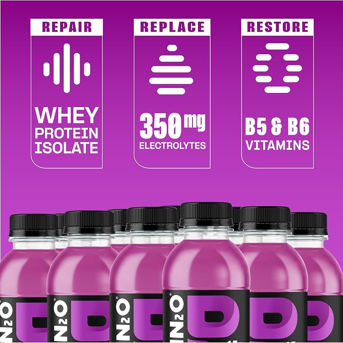 Protein2o 2-in-1 Clear Whey Protein & Electrolyte Beverage, 15g Protein, Gluten-Free, 16.9 fl oz Bottles, Grape (Pack of 24)
