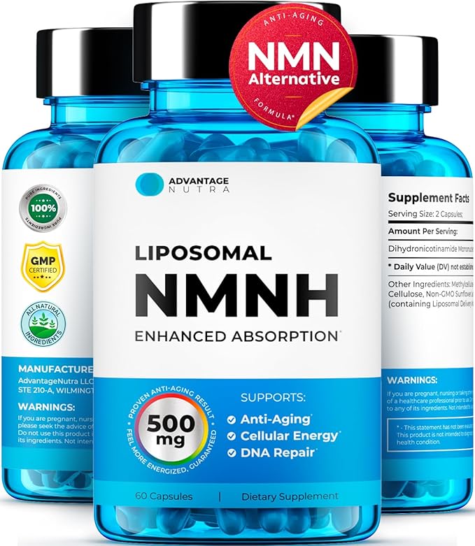 Liposomal NMNH 500 MG - NMN Supplement Alternative - NAD Supplements for Women & Men | Healthy Anti Aging - Cell Support for Energy, Focus & Skin - Advanced NAD+ Resveratrol 3-Party Tested | 1 Pack