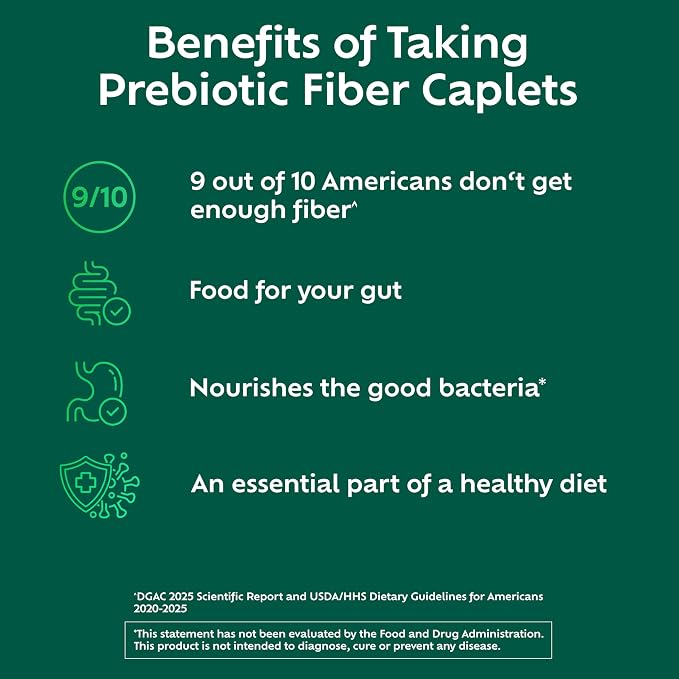 Benefiber Prebiotic GLP-1 Friendly Fiber Supplement Caplets, 84 Count