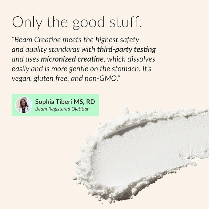 BEAM Creatine Monohydrate Powder – 5g Micronized Creatine Monohydrate, Flavored Creatine for Women & Men, Muscle Strength, Growth & Cognitive Support, Watermelon Flavor, 30 Servings
