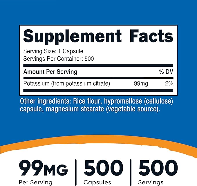 Nutricost Potassium Citrate 99mg, 500 Capsules