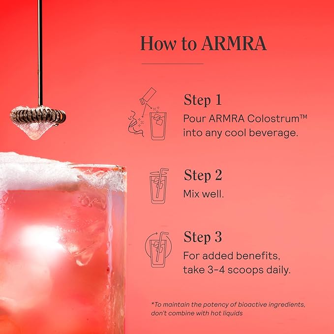 ARMRA Colostrum Powder | Vine Watermelon | Gut Health & Bloating | Skin & Hair | Immunity | Keto, Gluten & Fat-Free | 30 Servings