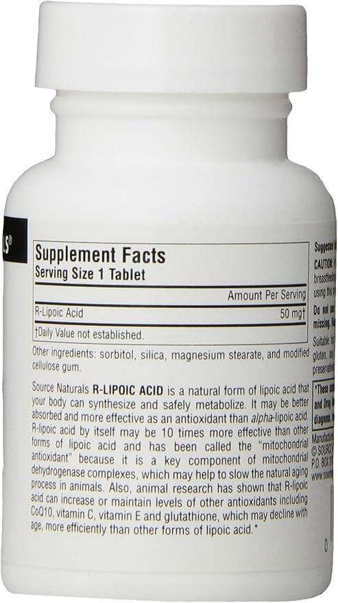 Source Naturals R-Lipoic Acid 50mg, 60 Tablets