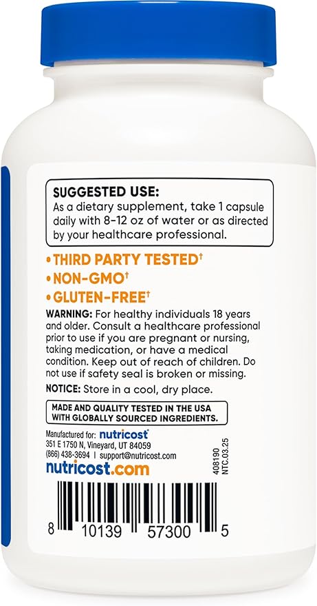 Nutricost Zinc Picolinate 50mg, 240 Vegetarian Capsules (3 Bottles) - Gluten Free and Non-GMO