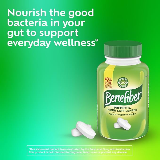 Benefiber Prebiotic GLP-1 Friendly Fiber Supplement Caplets, 84 Count