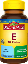 Nature Made Vitamin E 400 IU Softgels 267 mg d-Alpha, Dietary Supplement for Antioxidant and Skin Support, 100 Softgels, 100 Day Supply