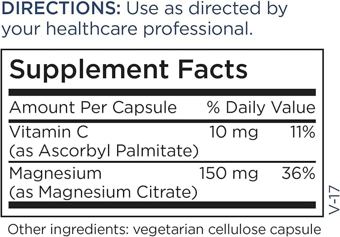 Metabolic Maintenance Magnesium Citrate Capsules - Magnesium Supplement for Calm, Sleep, Muscle & GI Support - with Vitamin C (240 Capsules)
