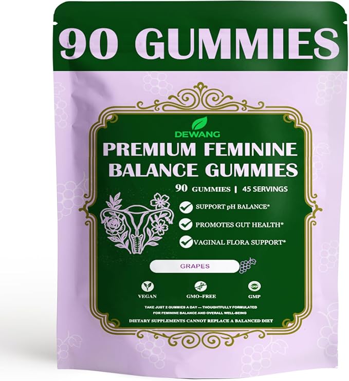DEWANG Premium Feminine Balance Gummies for Women’s - Immune Support& PH Balance - Vegan, Gluten-Free - Grapes Flavor, 90 Count 45 Servings (Grape)