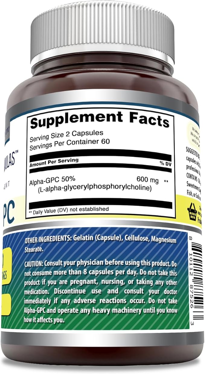 Amazing Formulas Alpha GPC Supplement | 600 Mg Per Serving | 120 Capsules | Non-GMO | Gluten Free | Made in USA