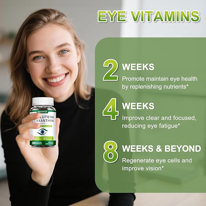 Lutein and Zeaxanthin Supplement - Eye Vitamins 300 Softgels, 20mg Lutein & 4mg Zeaxanthin with Vitamins C, E, Zinc, Copper for Blue Light Protection, Eye Health Support, 10 Months Supply