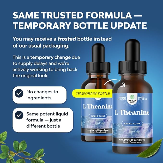 High Absorption L-Theanine Liquid Drops - Nootropic Focus Supplement with L Theanine 200mg Per Serving and Chamomile Extract Supplement for Adults and Kids Relaxation and Focus - 2 Fl Oz