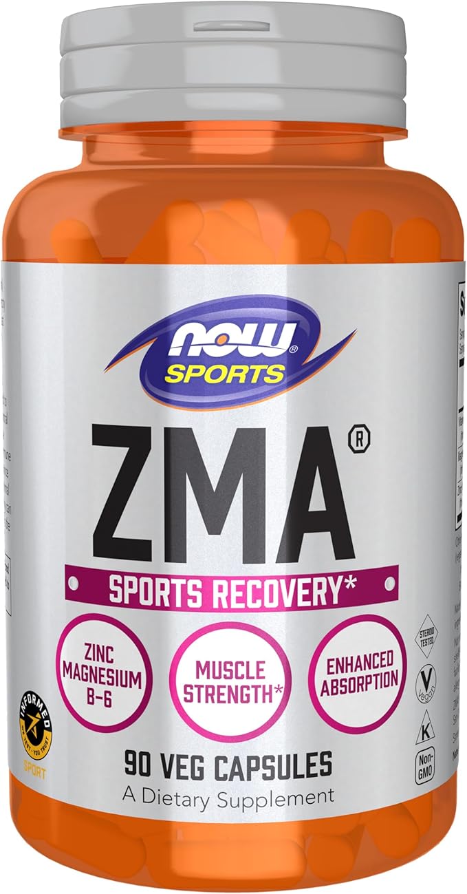 NOW Foods Sports Nutrition, ZMA (Zinc, Magnesium and Vitamin B-6), Enhanced Absorption, Sports Recovery*, 90 Capsules
