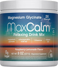 Relaxing Drink Mix | Raspberry-Lemonade Flavor | Magnesium Glycinate, KSM-66 Ashwagandha, L-Theanine & Vitamin D3 | MaxCalm | Gluten-Free, Vegan | 8 Ounce Powder