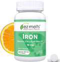 EZ Melts Iron - Supplement for Daily Energy & Iron Support - with Vitamin C - No Artificial Flavors - Non-GMO & Vegan - Zesty Orange - 90 Dissolvable Tablets (90 Servings)