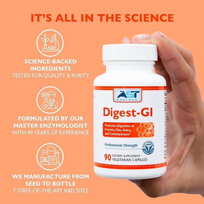 AST Enzymes Digest-GI Digestive Enzyme - (90 x 2) Vegetarian Capsules-Digestion and Bloating Relief for Women and Men