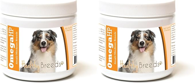 Healthy Breeds Australian Shepherd Omega HP Fatty Acid Skin and Coat Support Soft Chews 60 Count (Pack of 2)