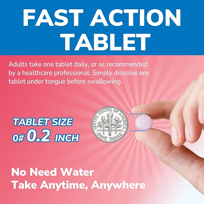 Vitamin B12 1000 mcg, Sublingual Methylcobalamin, Natural Peach Flavor, Nervous System Health, Energy Support, No Sugar, 120 Fast Dissolve Tablets