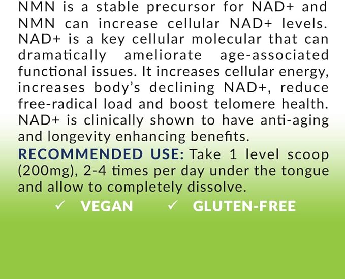 Biom NMN Sublingual Powder. Advanced Nanotized Nicotinamide Mononucleotide, Mitochondrial Regeneration, Sirtuin Activation, Cellular Energy