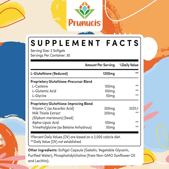 2400MG Liposomal Glutathione, with Vitamin C, Milk Thistle & Alpha-Lipoic Acid, Master Antioxidants, Pure Reduced L-Glutathione - Immune System, Cell Repair, Energy, High Absorption, 60 Softgels