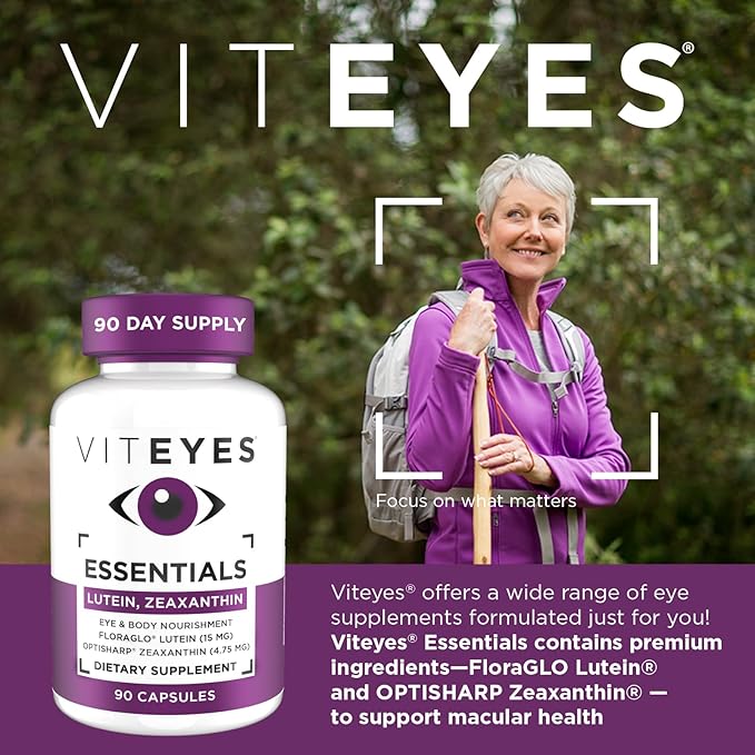 Viteyes Essentials Eye Health Dietary Supplement, Lutein & Zeaxanthin for Macular Support, 90 Capsules