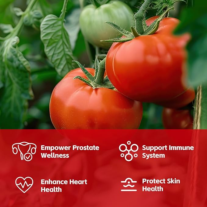 Lycopene Supplement for Men 100mg, Lycopene Capsule with 200mg Reishi Mushroom for Overall Health, 2 Month Supply, Non-GMO & Gluten Free, Vegan, 60 Rapid Release Capsules