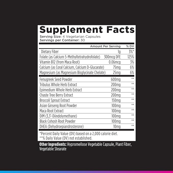 Livingood Daily Women’s Hormone Support Supplement, Estrogen Balance with Fenugreek, Black Cohosh, Chasteberry, DIM, Natural PMS & Menopause Support, Non GMO, Gluten Free, Vegetarian Capsules, 120 Ct