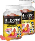 Airborne Kids 500mg Vitamin C Gummies, Kids Immune Support Zinc Gummies with Powerful Antioxidants VIT C & E - 63 Gummies, Assorted Fruit Flavor (Pack of 2)