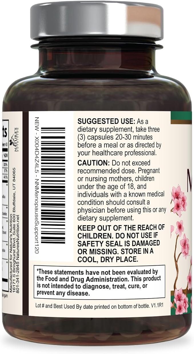 Menopause Supplement for Women - Natural Menopause Relief Support for Mild Hot Flashes & Night Sweats - Best Probiotics for Women, Dong Quai, Black Cohosh, Ashwagandha - Bottled in USA - 120 Capsules
