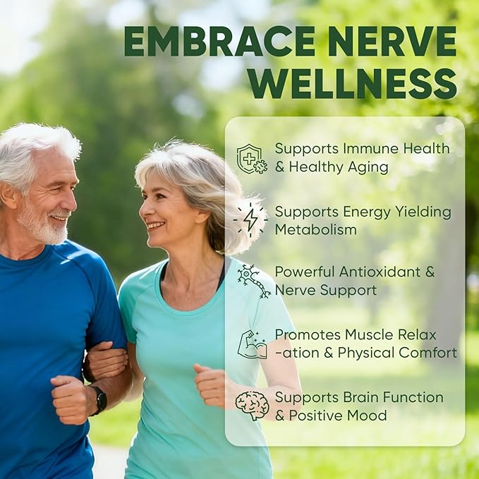 Rynutra Nerve Support – Nerve Health & Wellness Supplement with Vitamins C, B12, – Supports Energy, Nervous System & Overall Well-Being, 60 Capsules