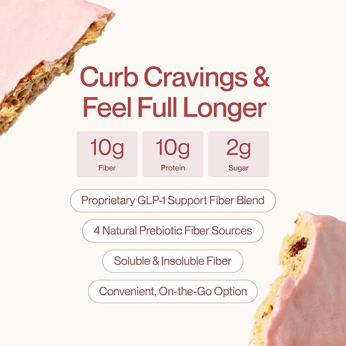 Supergut GLP-1 Boosting Prebiotic Bars, Strawberry Almond - Gut Healthy Protein Snacks & Breakfast Bars - Keto-Friendly Meal Replacement Energy Bars for Gut Health (12 Count)