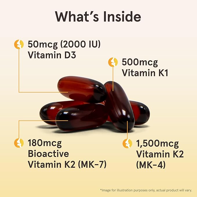 Jarrow Formulas K-Right - Vitamin K-Complex (K1, MK-4, MK-7, D3) - 60 Servings (Softgels) - Dietary Supplement for Bone & Cardiovascular Health Support - Vitamin K2 MK-7 - Gluten Free