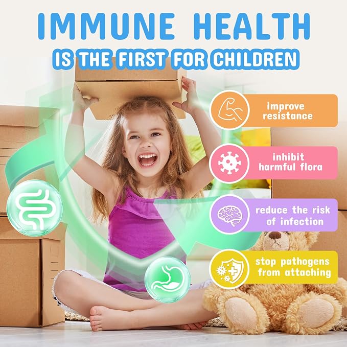 ZEBORA Kids Probiotic & Prebiotics Powder Age 3+ Support Children's Digestive & Immune System with Natural Source, Promotes Constipation Relief, Non-GMO, Gluten-Free, 30 Packets with 5 Billion CFUs