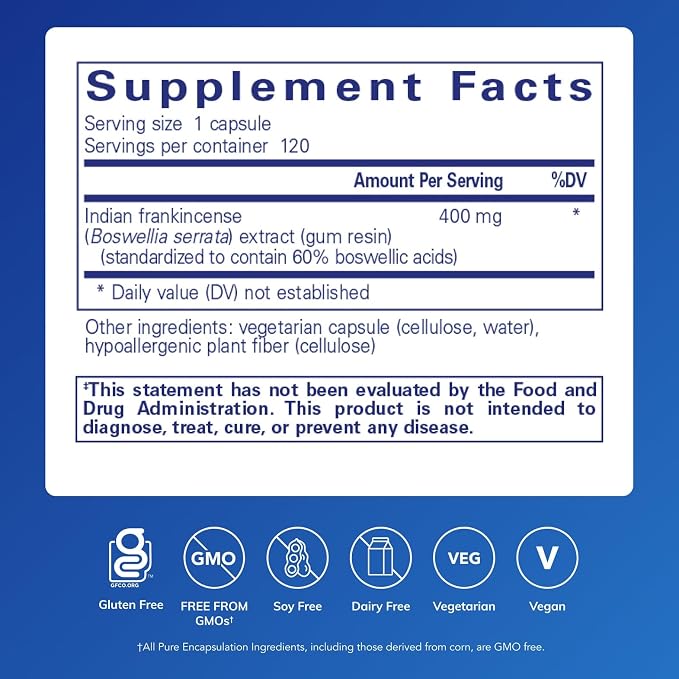 Pure Encapsulations Boswellia Supplement - for Joint Health, GI & Connective Tissue - Supports Healthy Joints & Digestive Health* - Non-GMO & Vegan - 120 Capsules