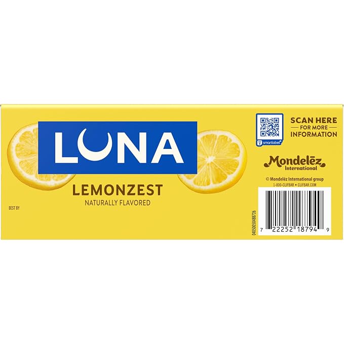 LUNA Bar - LemonZest Flavor - Gluten Free Snack Bars - Non-GMO - Protein Bars - Made with Organic Oats - Value Pack (12 Pack)